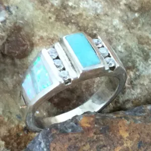 David Rosales Amazing Light Inlaid Sterling Silver Ring w/ CZ