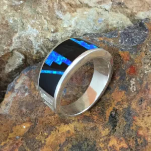 David Rosales Black Beauty Fancy Inlaid Sterling Silver Ring
