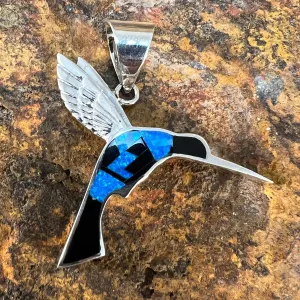 David Rosales Black Beauty Sterling Silver Pendant Hummingbird