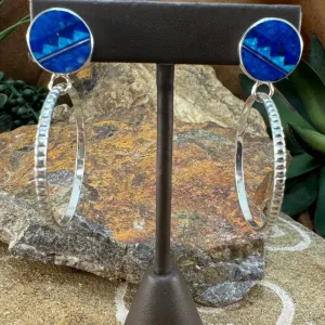 David Rosales Blue Sky Inlaid Sterling Silver Earrings Hoops