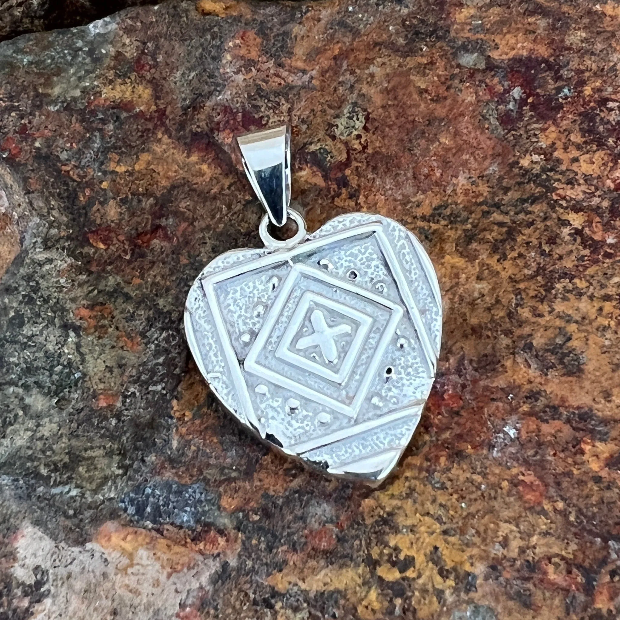 David Rosales Shadow Peak Inlaid Sterling Silver Pendant Heart