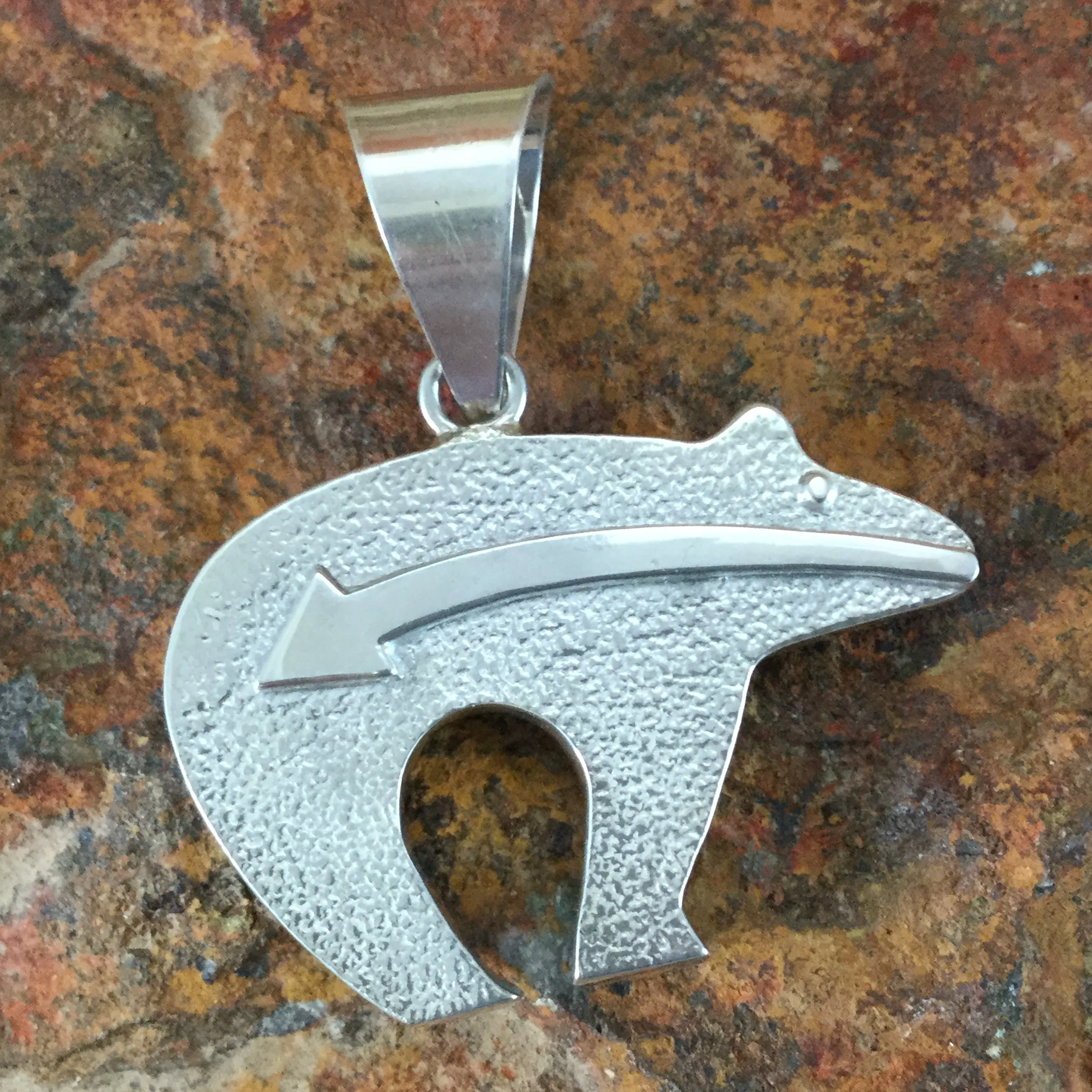 David Rosales Shalako Inlaid Sterling Silver Pendant Bear