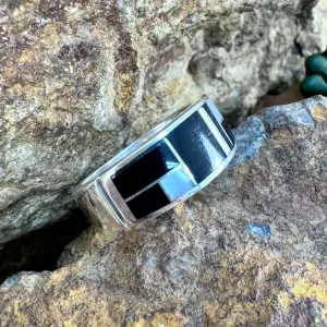 David Rosales Tuxedo Inlaid Sterling Silver Ring