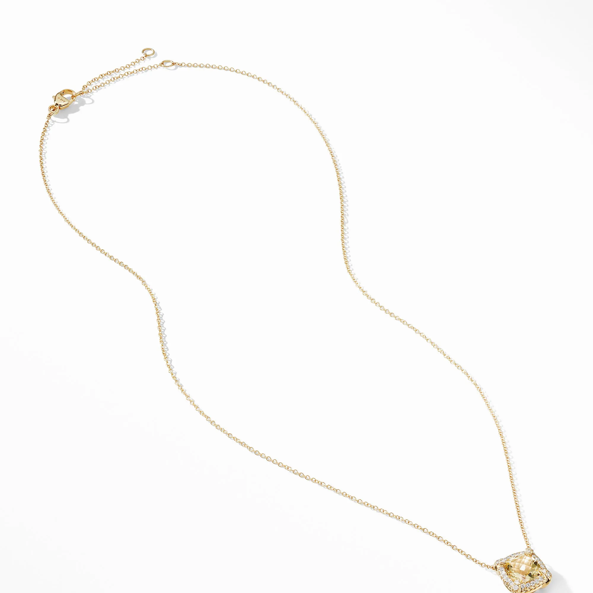 David Yurman Chatelaine Pave Bezel Pendant Necklace in 18K Yellow Gold with Champagne Citrine