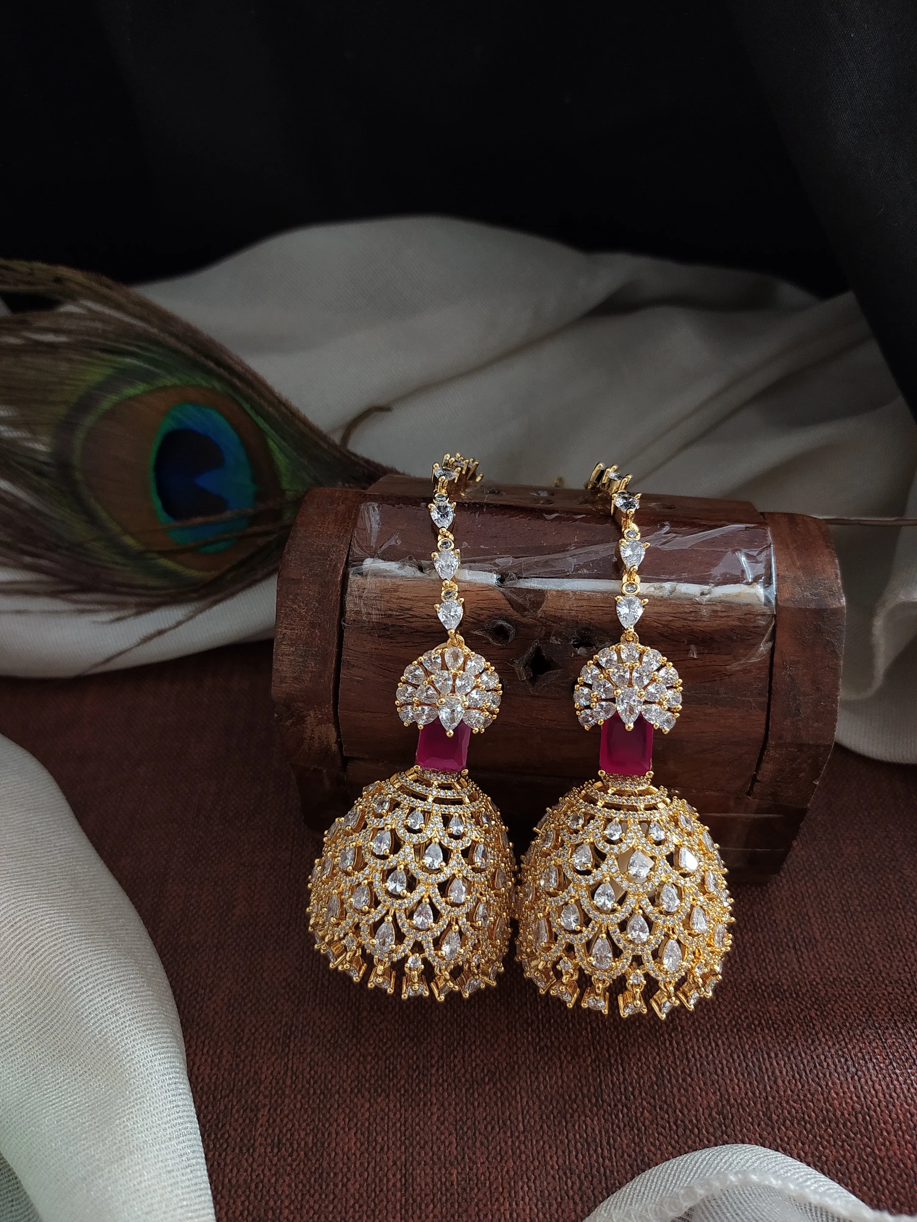 Dazzling Elegance of Gold-Plated Jhumki Earrings