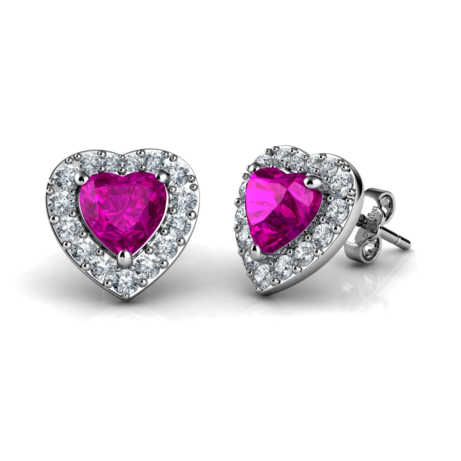DEPHINI Pink Jewellery SET Heart Necklace & Heart Earrings Silver