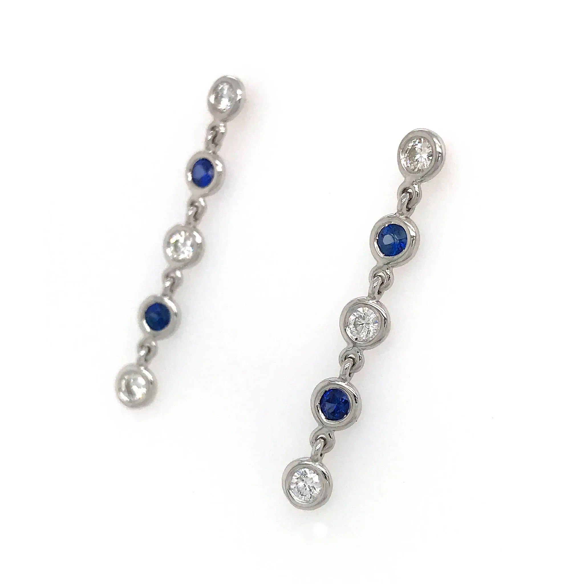 Diamond and Sapphire Drop Earrings