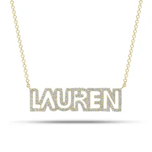 Diamond Block Letter Nameplate Necklace