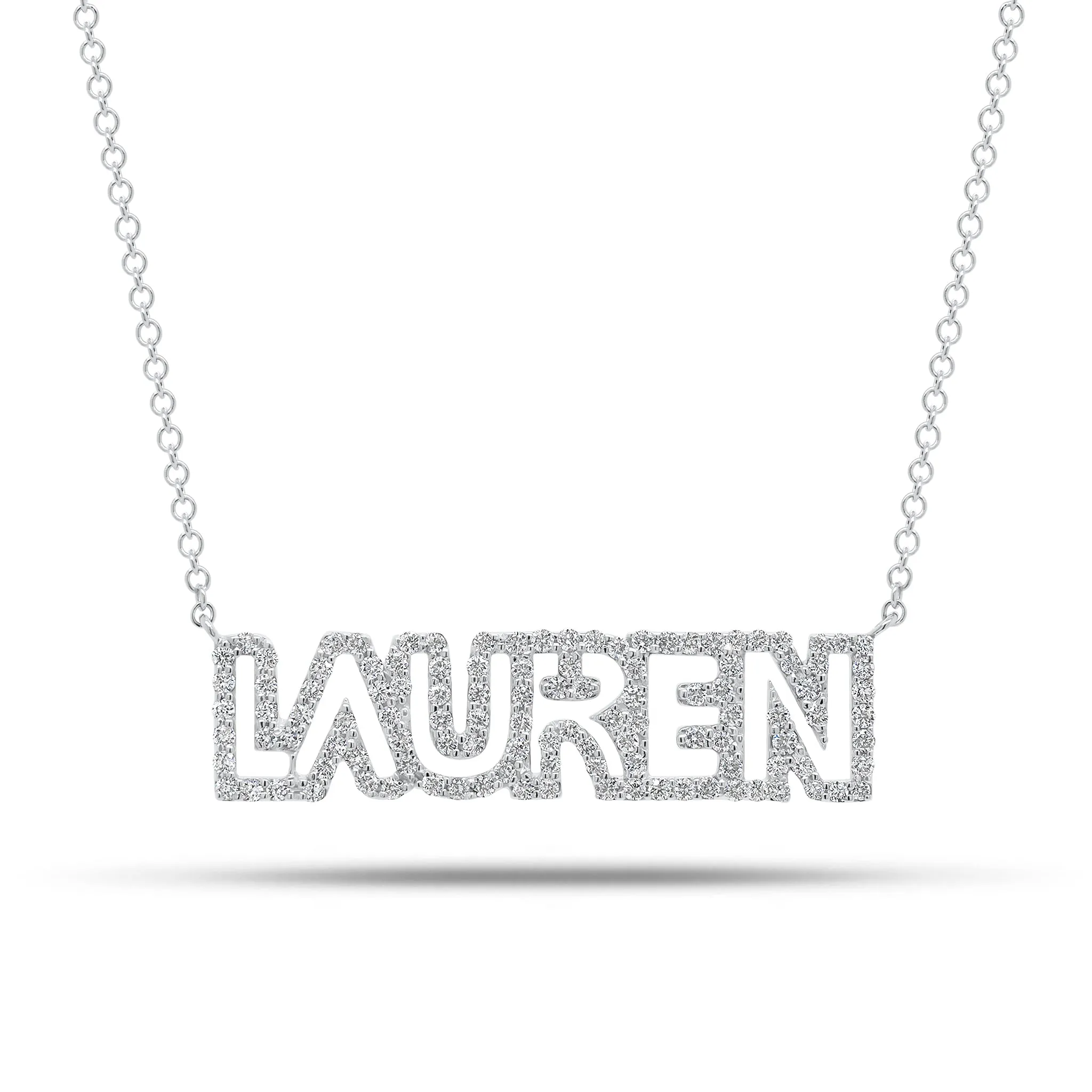 Diamond Block Letter Nameplate Necklace