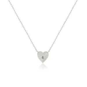 Diamond Center Fluted Heart Necklace