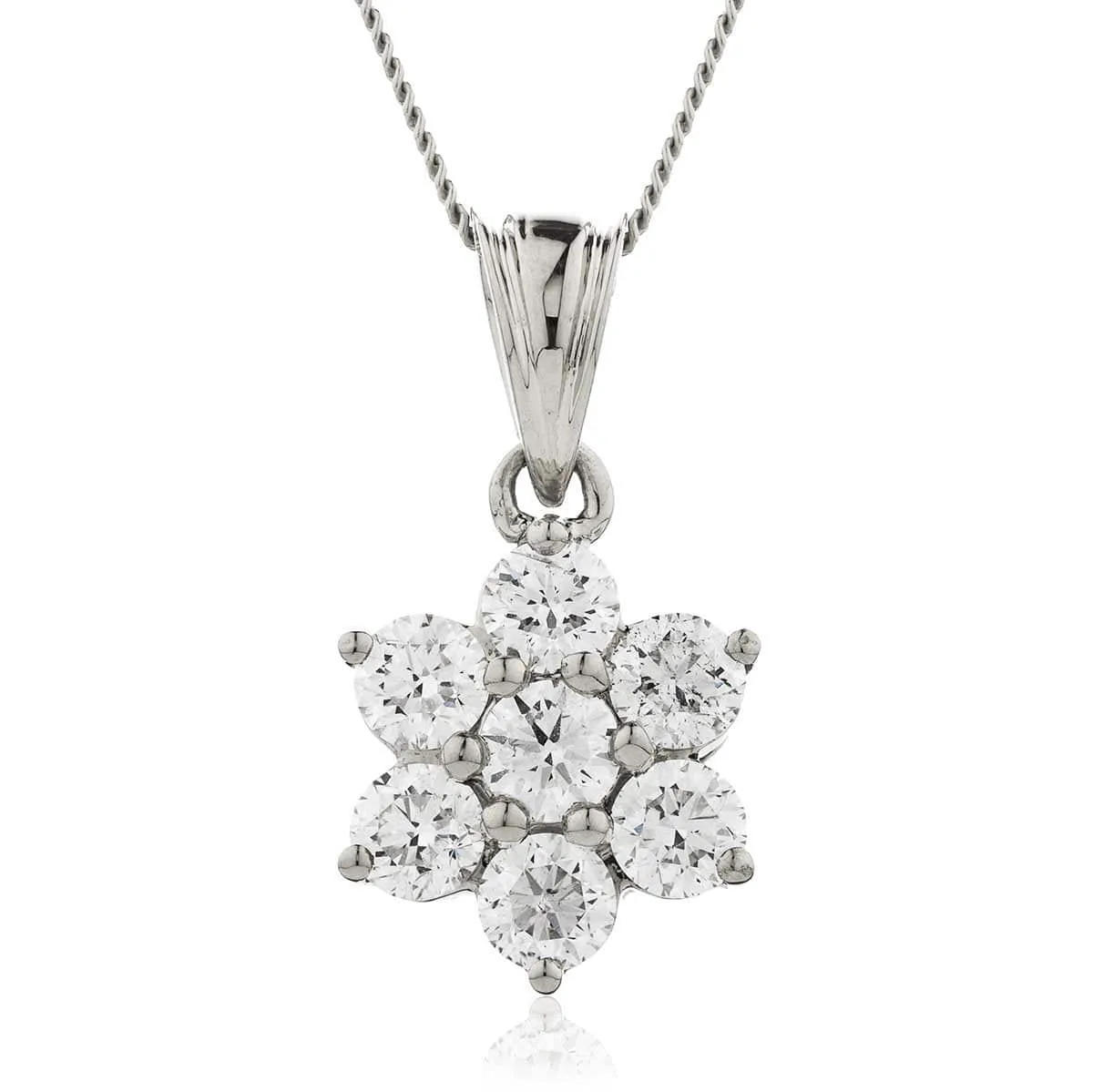 Diamond Cluster Flower Pendant