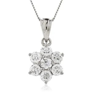 Diamond Cluster Flower Pendant
