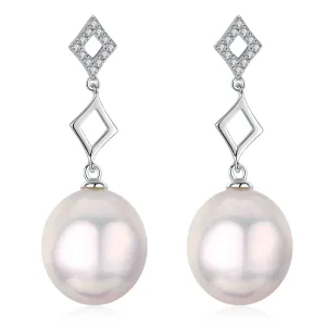 Diamond Drop Edison Pearl Earrings