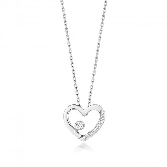 Diamond Jewellery 9ct White Gold Diamond Heart Necklace ND126W