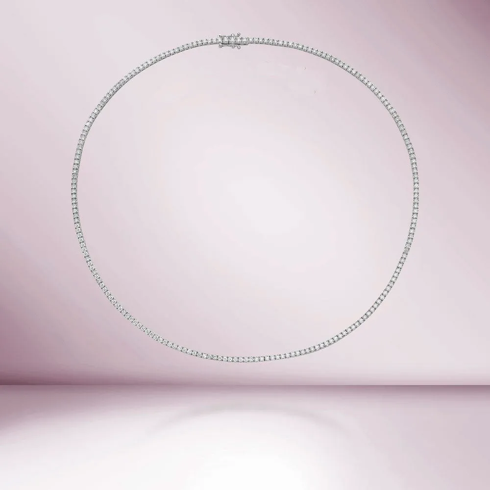 Diamond Tennis Necklace (3.50 ct.) 1.5 mm 4-Prongs Setting in 14K Gold, Made in Italy