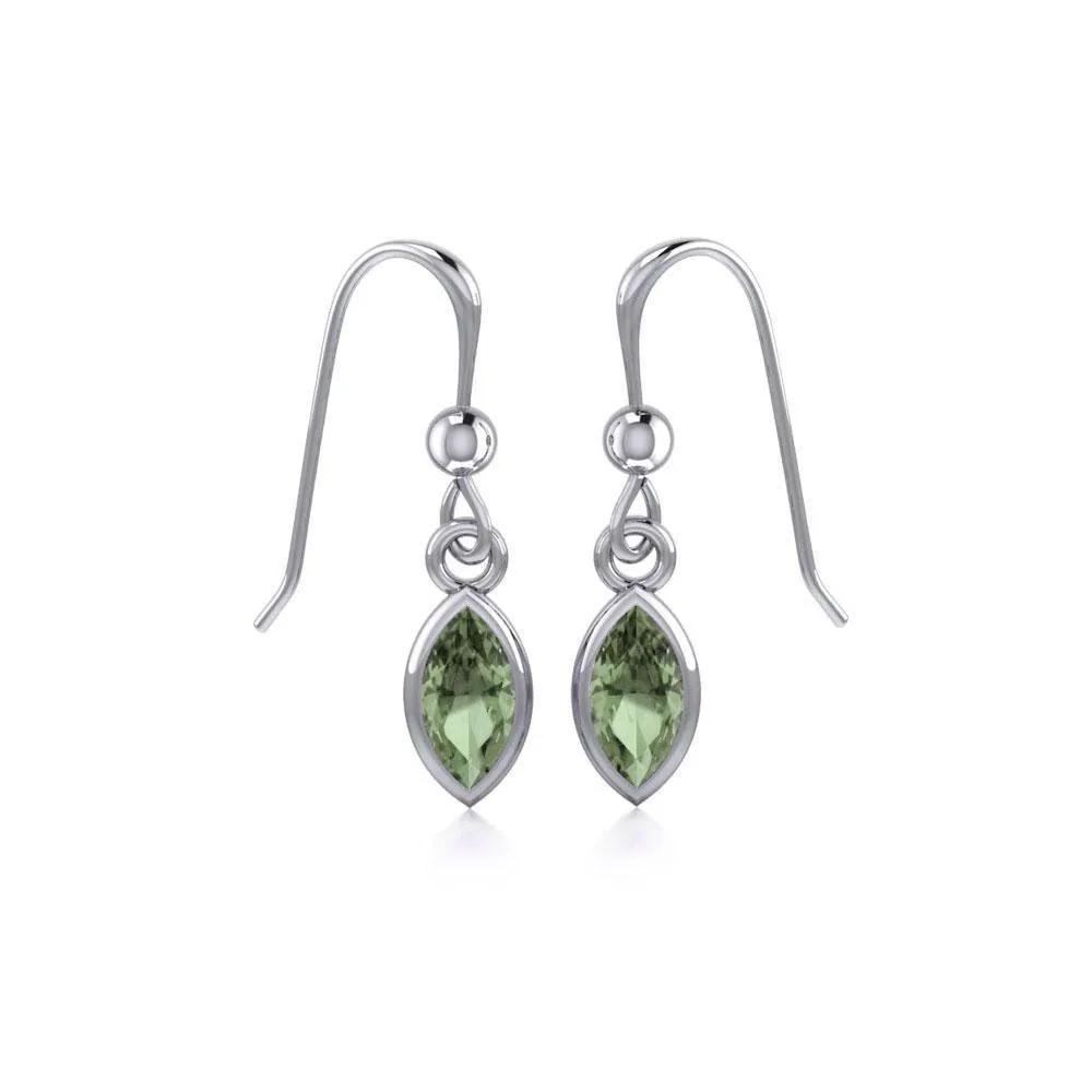 Elegance in Sterling Silver with Small Marquise Gem Dangle Earrings TE910