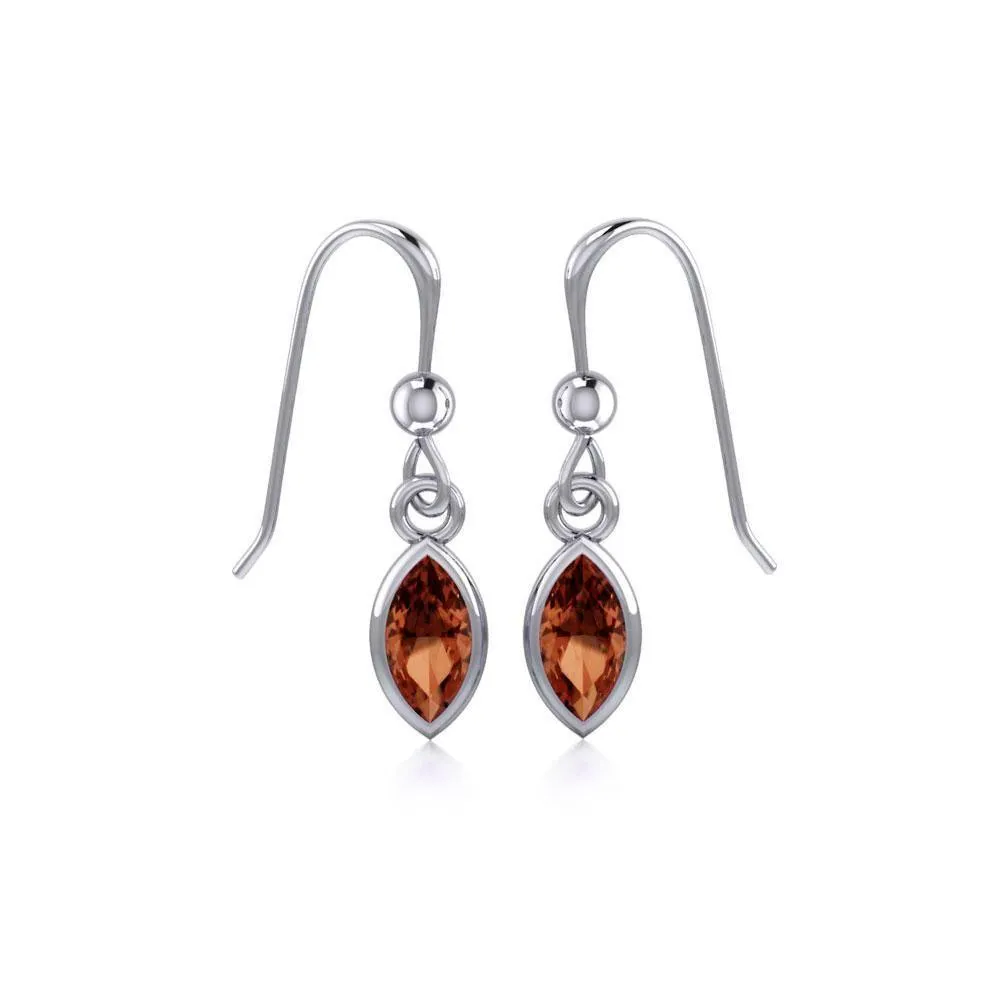 Elegance in Sterling Silver with Small Marquise Gem Dangle Earrings TE910