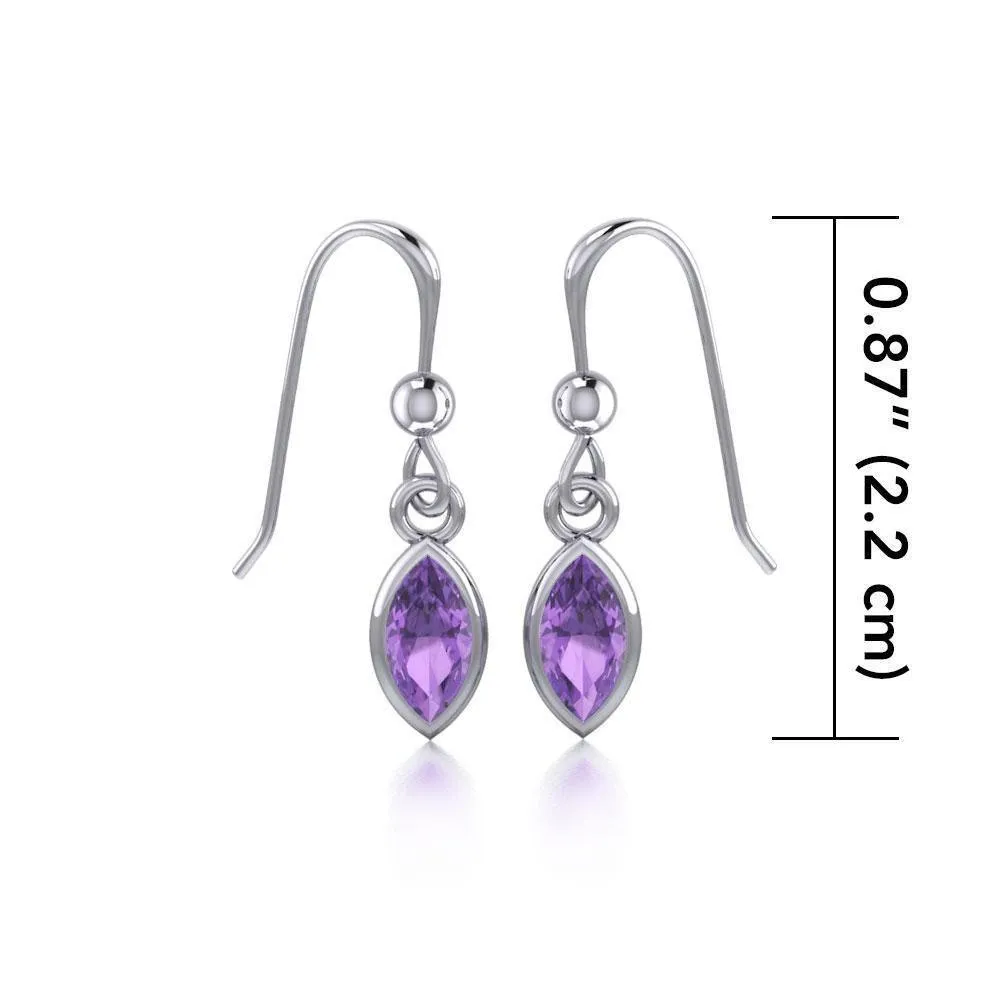 Elegance in Sterling Silver with Small Marquise Gem Dangle Earrings TE910