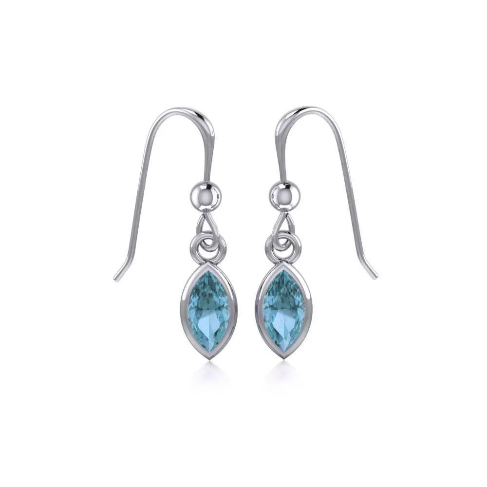 Elegance in Sterling Silver with Small Marquise Gem Dangle Earrings TE910