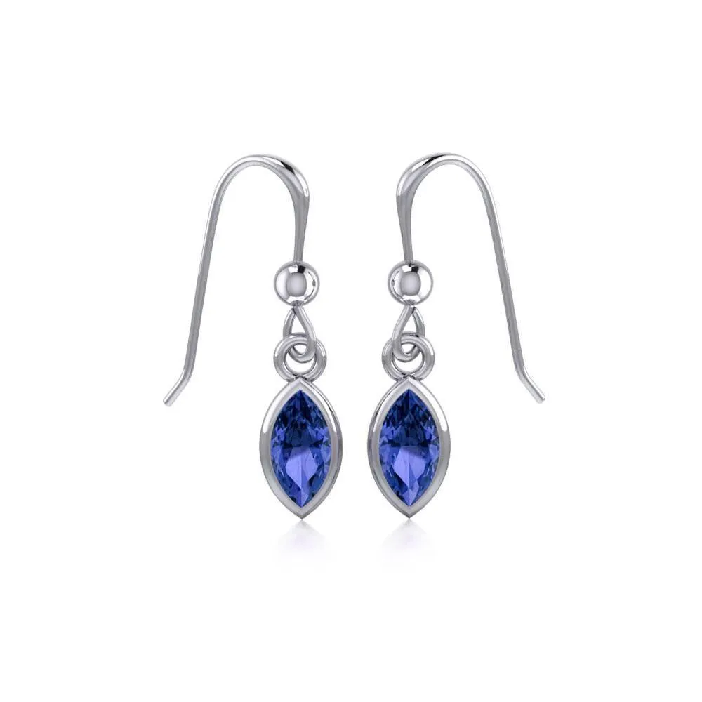 Elegance in Sterling Silver with Small Marquise Gem Dangle Earrings TE910