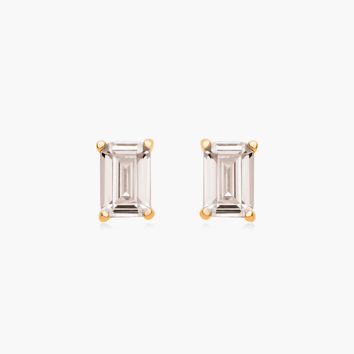 Emerald Cut Studs (Pair) - Sterling Silver