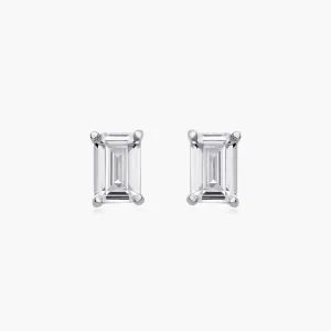 Emerald Cut Studs (Pair) - Sterling Silver