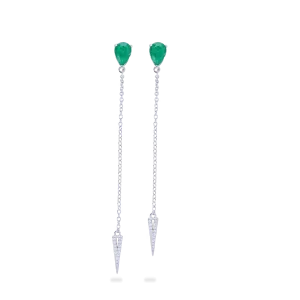 EMERALD DROP CHAIN EARRINGS