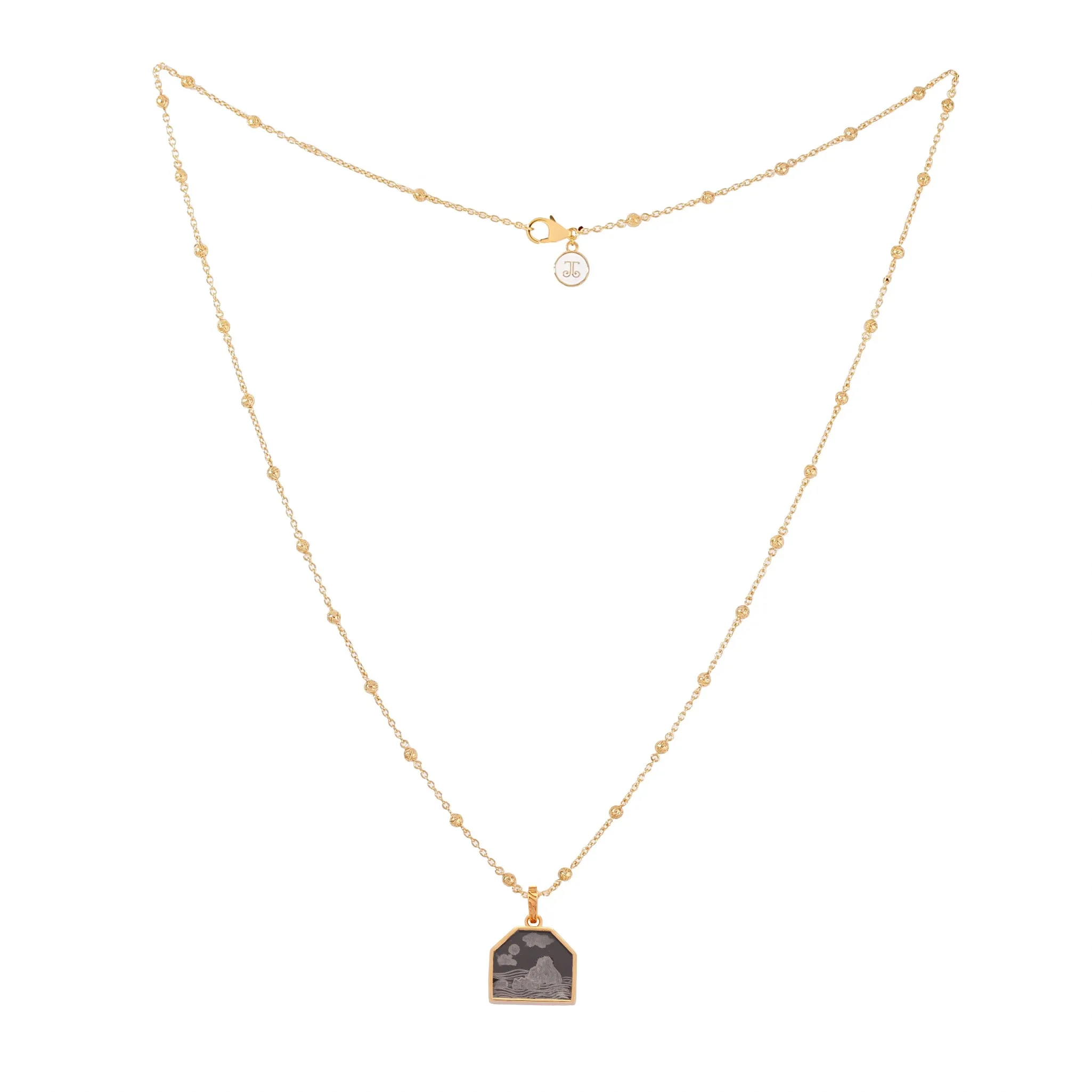 Gold Vermeil Necklace with Es Vedra Carved Stone Charm