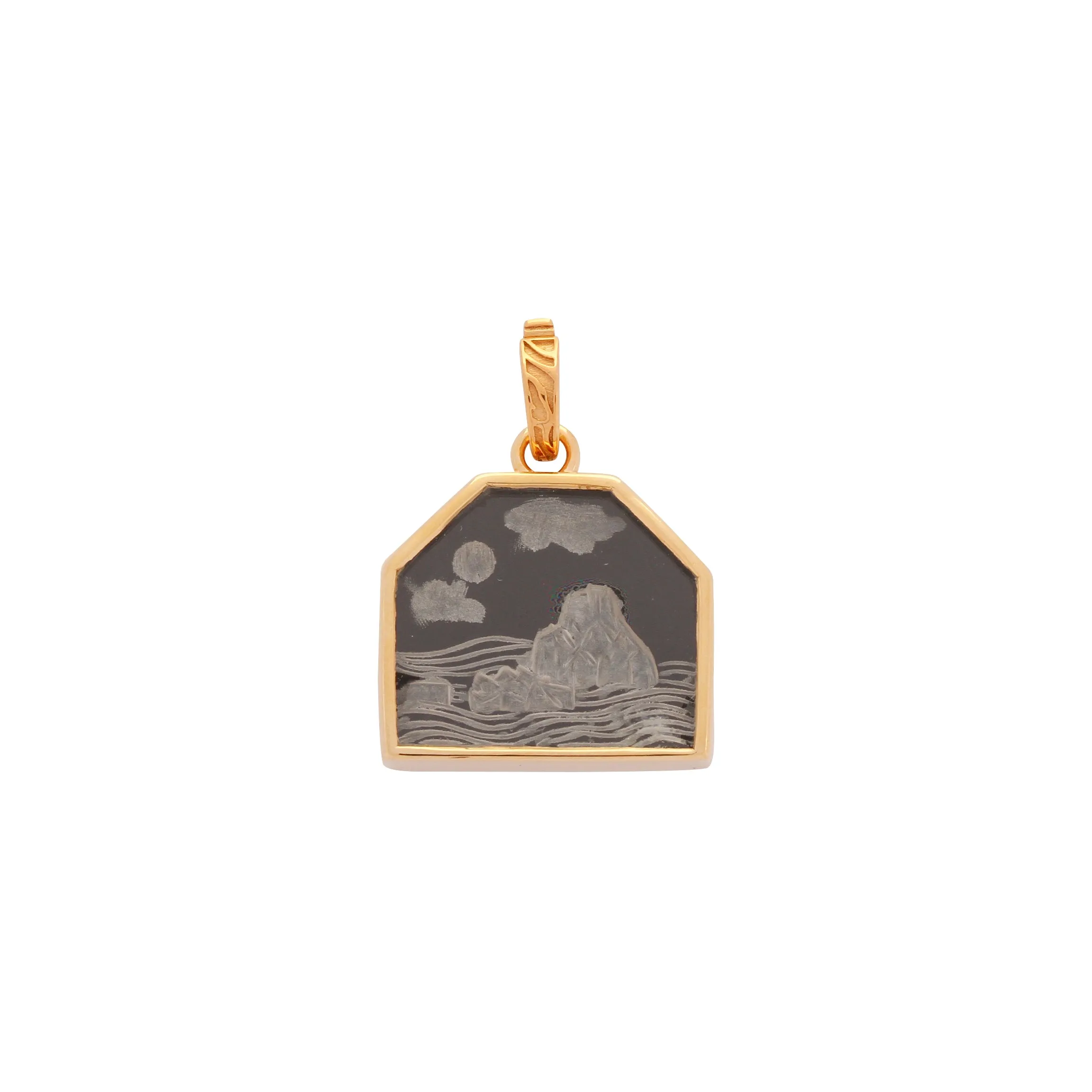 Gold Vermeil Necklace with Es Vedra Carved Stone Charm