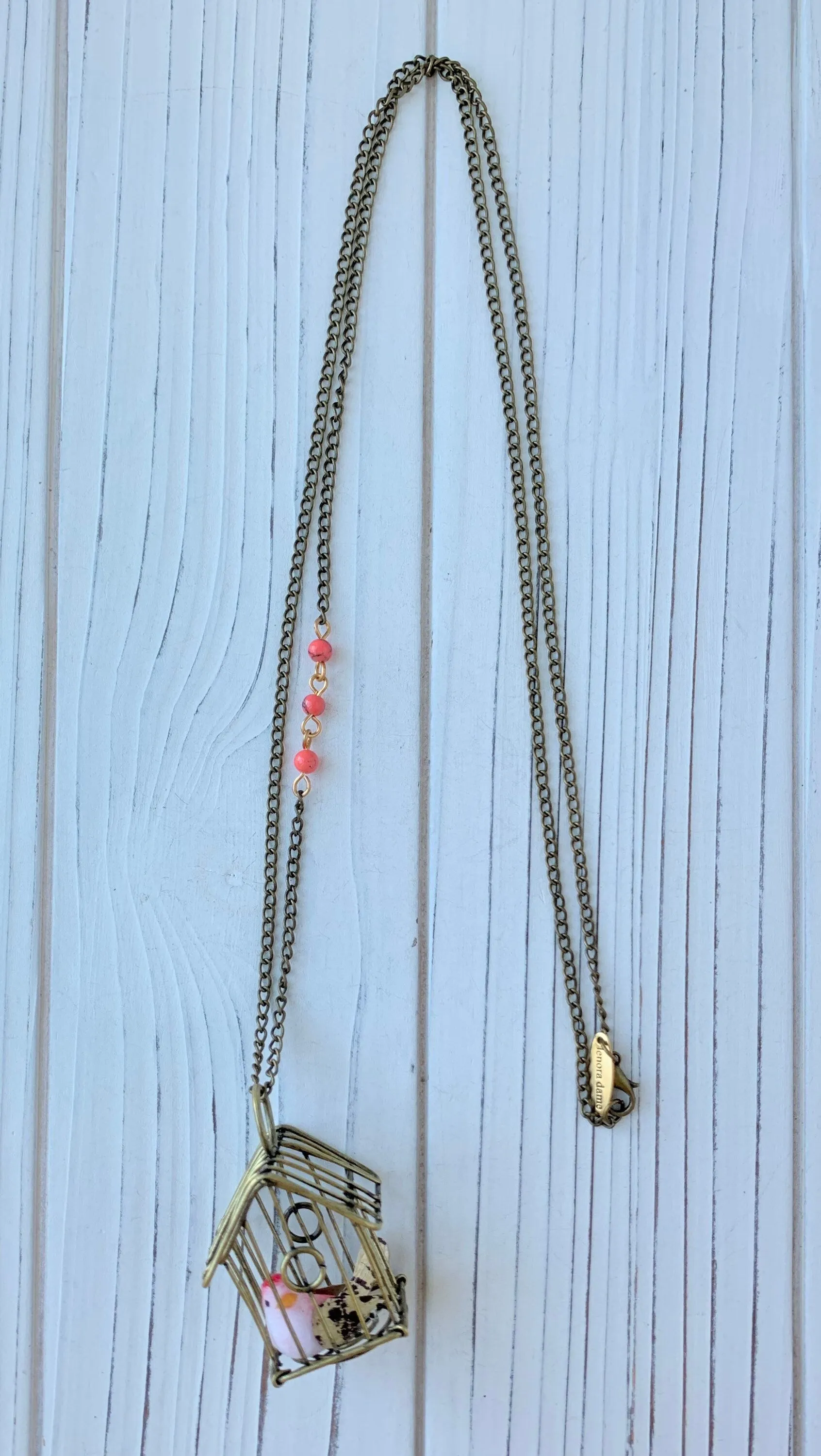 Finch In A Cage Pendant Necklace