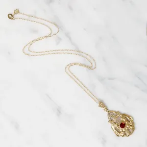Flowery Gold Necklace with Fiery Citrine