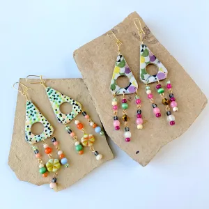 Folk Art Gallery Beaded Chandelier Earrings