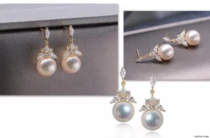 G14K Frozen Triangle Edison Pearl Earrings