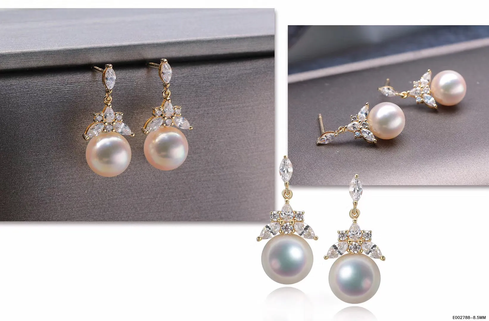 G14K Frozen Triangle Edison Pearl Earrings