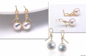 G18K Golden Knot Pearl Earrings