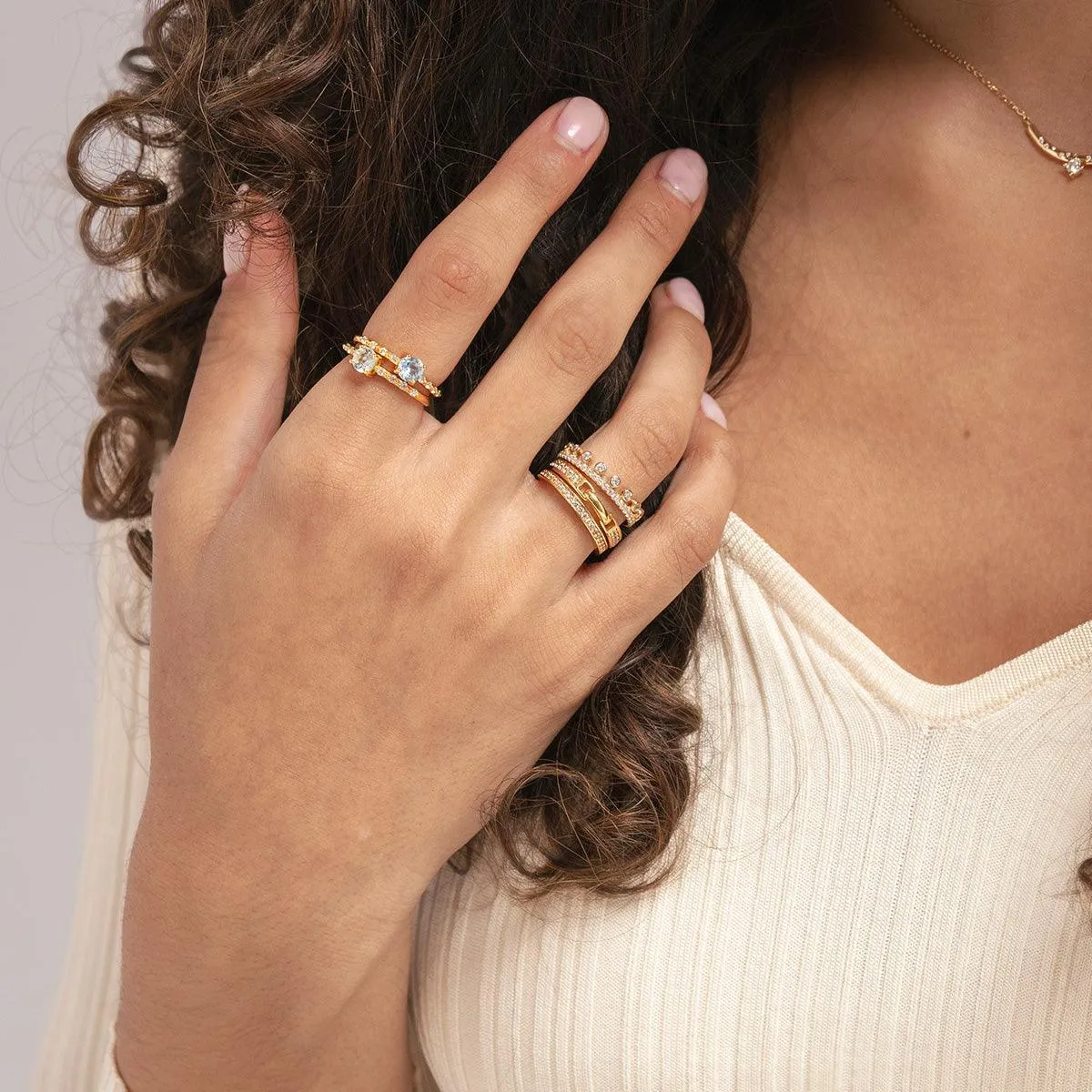 Gemstone Pavé Ring