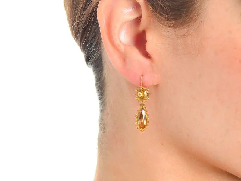 Georgian Topaz Dangle Earrings