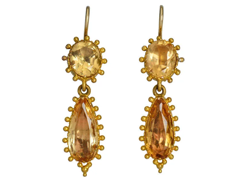 Georgian Topaz Dangle Earrings