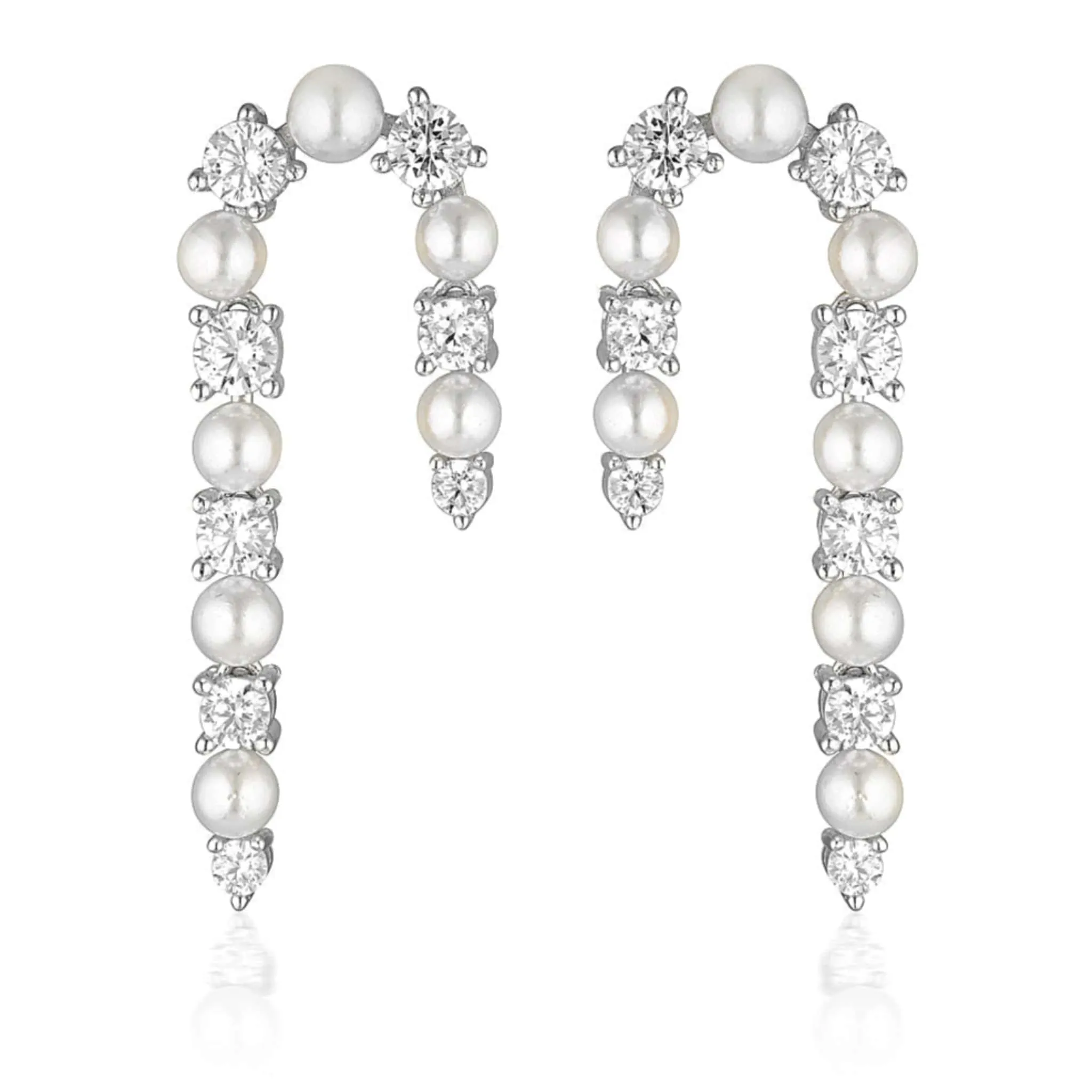 Georgini Noel Nights Candy Cane Earrings Silver