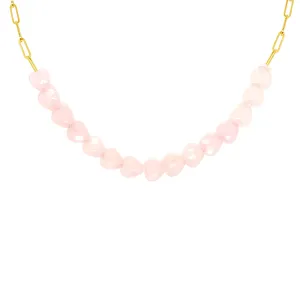 Gold and Rose Quartz Love Heart Necklace