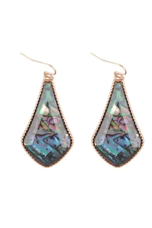 Gold Plate Abalone Drop Earrings