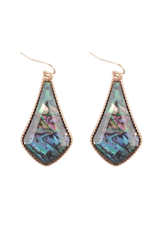 Gold Plate Abalone Drop Earrings