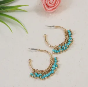 Gold Plated Turquoise Chandelier Hoops Earring
