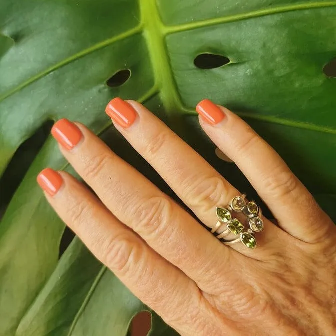 Green Amethyst and Peridot Multi-Stone Sterling Silver Ring