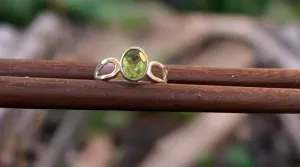 Hand Crafted Oval Peridot Ring Set In Sterling Silver-Size 8