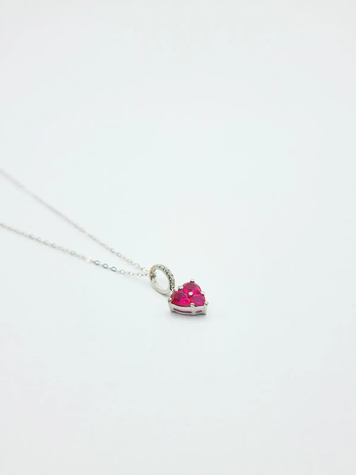 Heart Ruby Diamond Necklace 18K