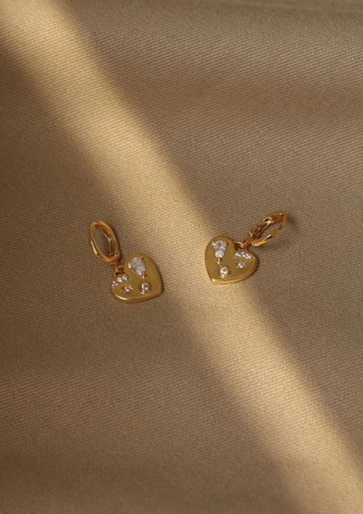 Heart Zircon Earring 18k Gold Plated