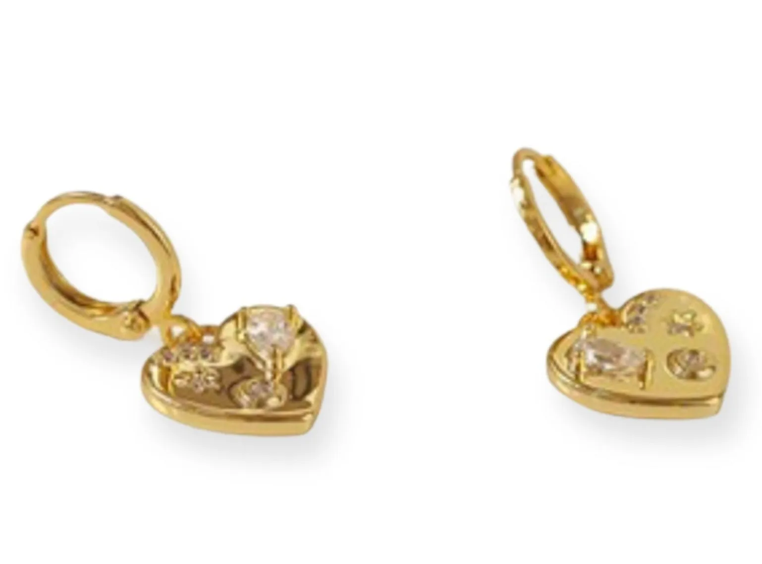 Heart Zircon Earring 18k Gold Plated