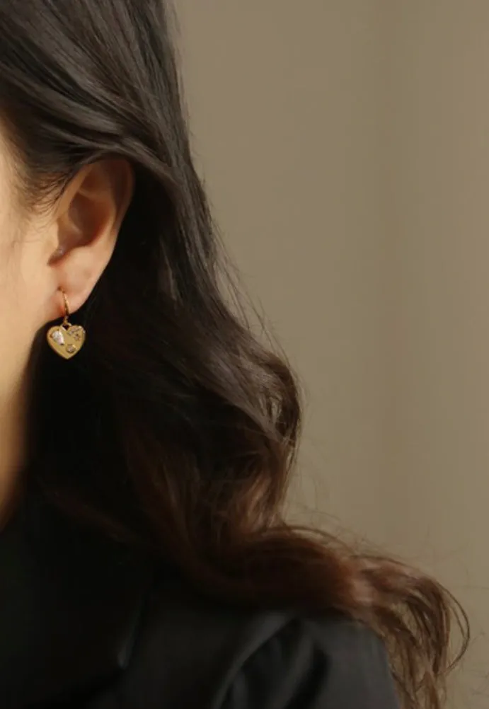 Heart Zircon Earring 18k Gold Plated