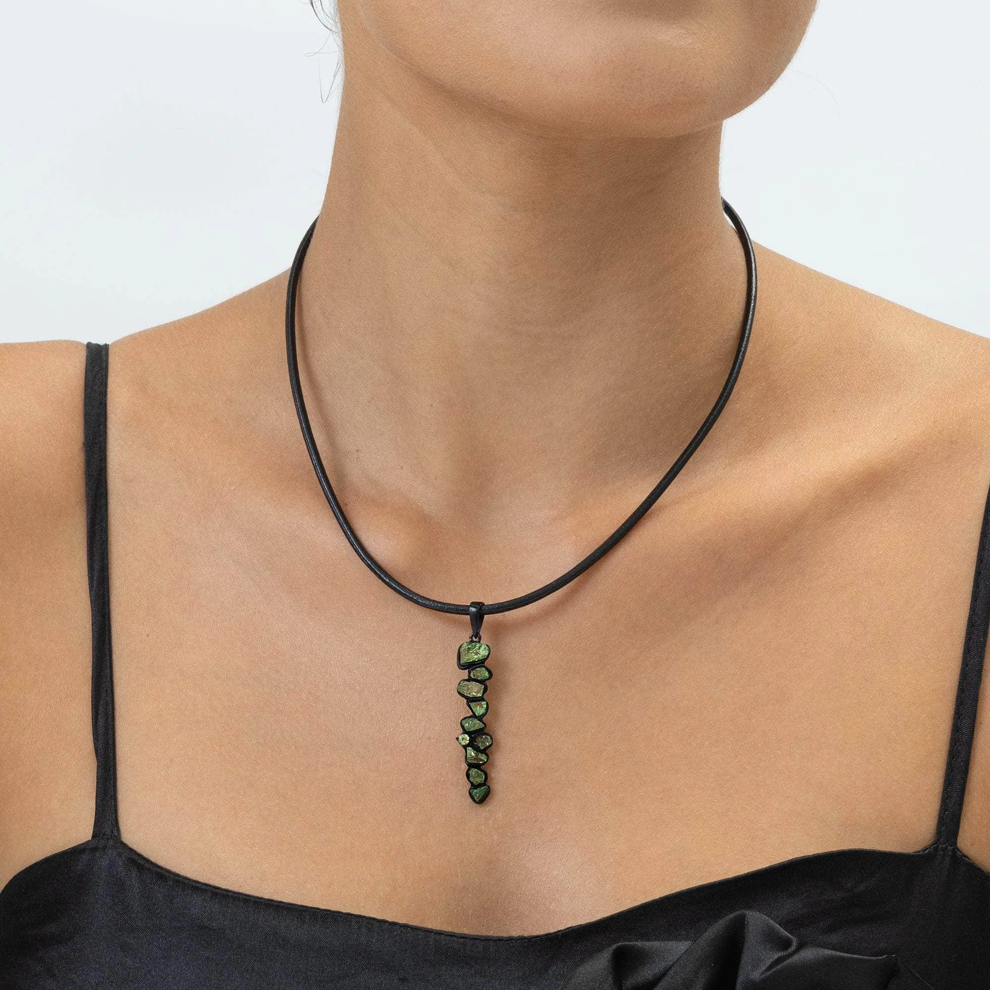 Ibert Rough Tsavorite and Peridot Pendant